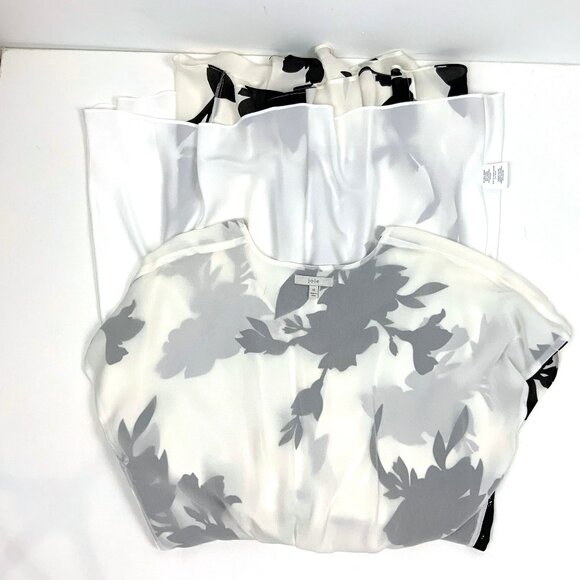 Joie Ashleena Silk Floral Dress In White And Black Size 12 - Picture 13 of 16